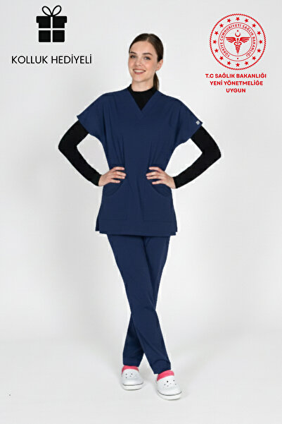 HEMİ زي التمريض الإسلامي قماش قابل للتمدد مجموعة متوافقة مع وزارة الصحة - أزر...