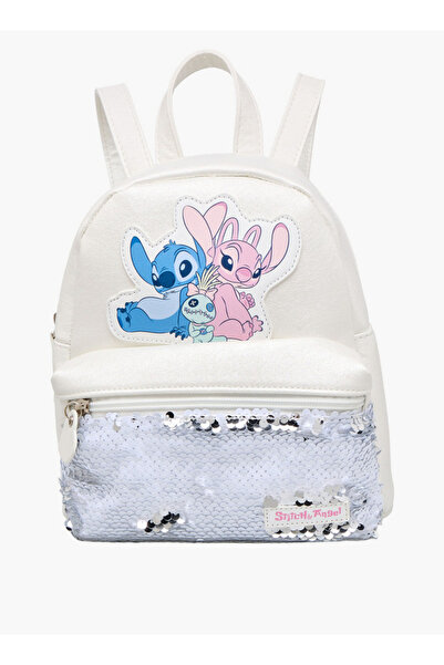 Disney حقيبة ظهر مزينة بملاك مرصع بالترتر وتطريزات - الارتفاع 23 × العرض 19 ×...