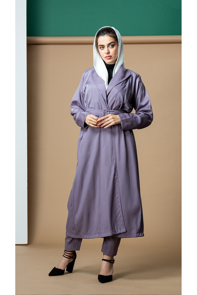 outline عباية بنفسجية رسمية بقطعتين