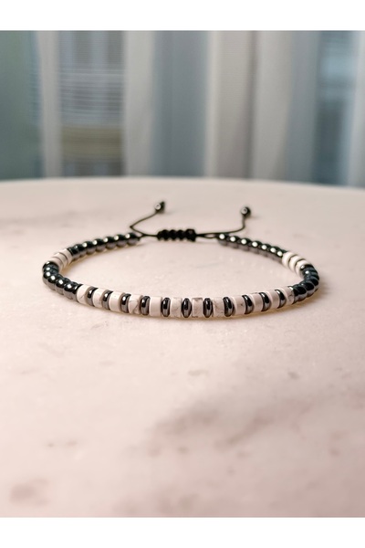 Sırlı Taş Havlit, Hematit Doğal Taş Bileklik, Unisex Bileklik, Tasarım Bilekl...