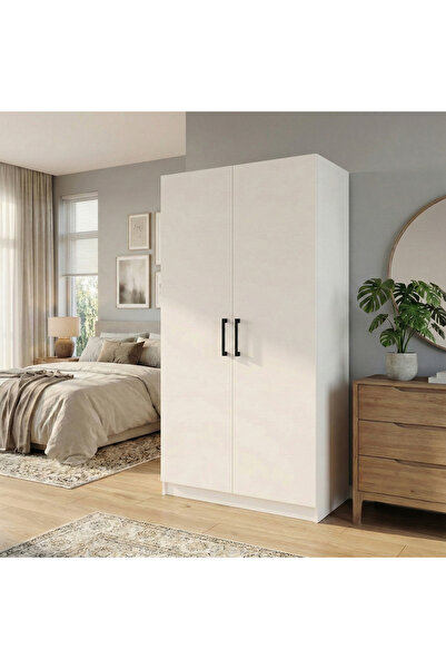 Volkan Dekorasyon %100 MDF 3 Bölmeli 2 Kapaklı Beyaz Yüklük