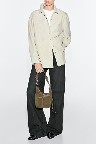 Massimo Dutti Suede leather bucket bag