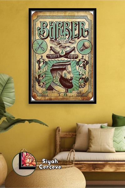 KOSS Dijital Κλασική διακόσμηση τοίχου με πορτρέτο κουρείου, εικόνα σε καμβά ...