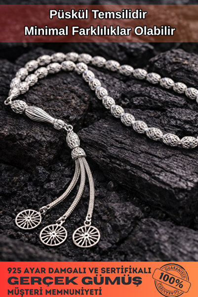 OSMANLI GÜMÜŞ Erkek Gümüş Tesbih - Şehzade Oksitli Model Erkek Tespih Bilek B...