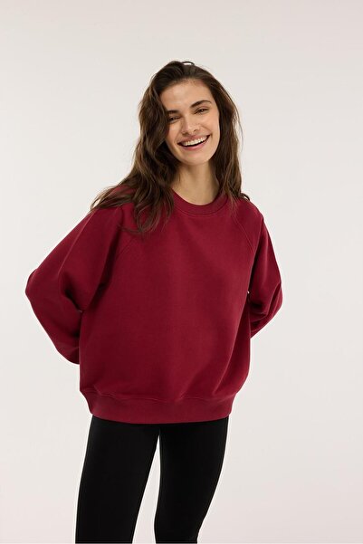 Jaya %100 Organik Pamuk Sweatshirt / Vişne