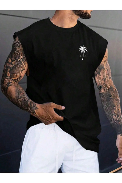 ship master Tricou negru cu nervuri pentru bărbați de mărime mare