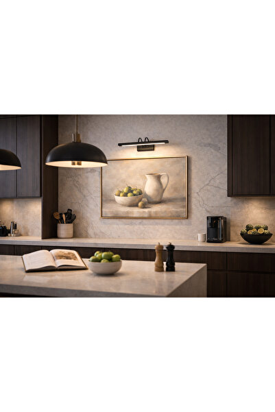 Viesteknoloji MODERN TABLO ÜSTÜ MAT SİYAH BEYAZ IŞIK PİLLİ FLÜT APLİK AYNA ÜSTÜ LED AYDINLATMA KOLAY KOLAY MONTAJ