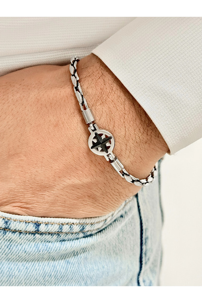 FERRO Silver and Black Steel Men's Bracelet Frj10138A-J 2 Year Warranty Gift ...