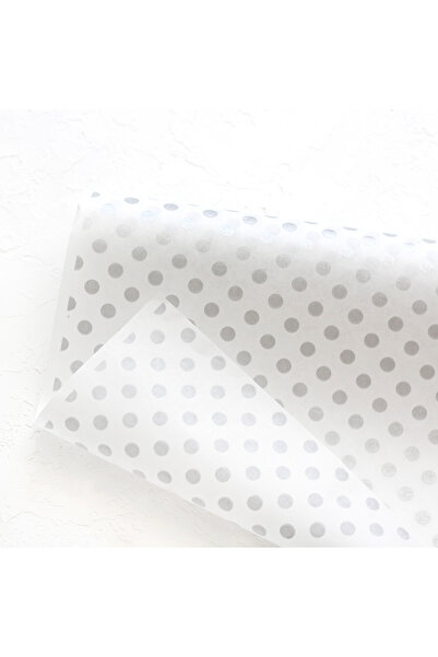 Bimotif 10lu Ambalaj, Paket Kağıdı, 70x100 cm Metalik Puantiye Desenli, Gümüş...