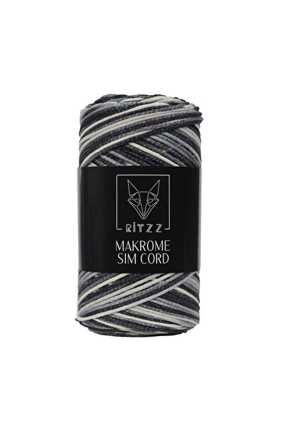 Ritzz Macrame Sim Cord 2 mm Black Gray White Gradient