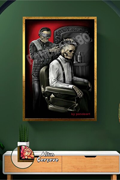 KOSS Dijital Berber Kuaför Salonları İçin Kafatası Figürlü Tıraş Sahnesi Kırm...