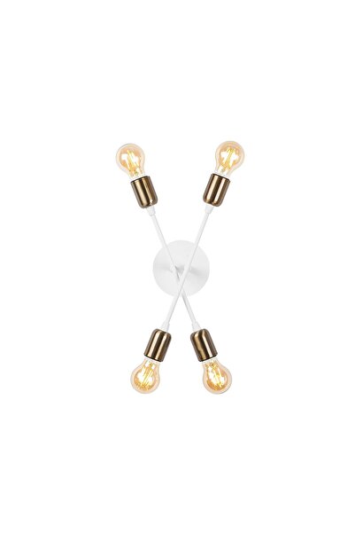 AmberLED Rustic 4-Piece Sconce with Fuzz White Living Room Lighting E27 Compa...