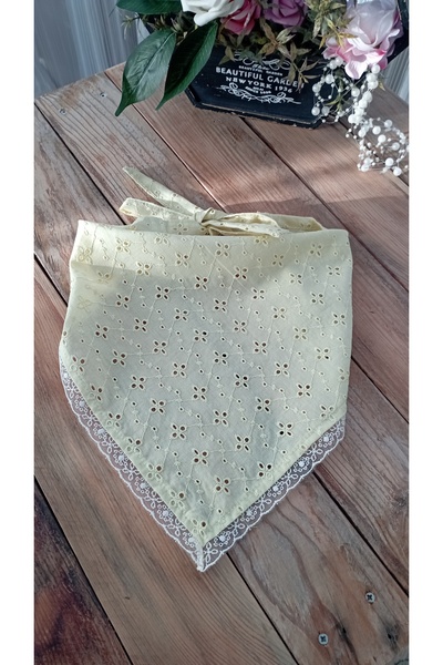 Mufincollection Light Khaki Green Lace Detailed Fishtail Fabric Triangle Band...