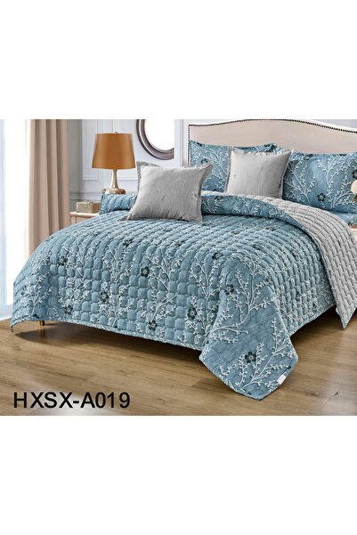alzawia Summer double bedspread, printed, 6-piece set, quilt size 230 x 250 cm