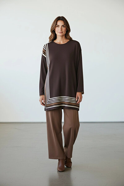 Invee Color Block Knitwear Tunic - Brown