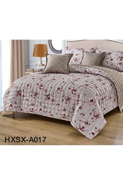 alzawia Summer double bedspread, printed, 6-piece set, quilt size 230 x 250 cm