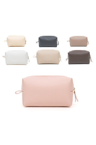 Yul Atelier Metal Fermuarlı Kalın Vegan Deri Makyaj Çantası | Günlük & Seyaha...