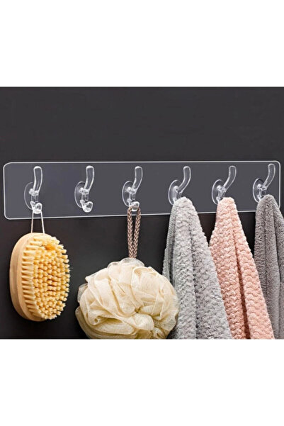 Tasarım Evi 5 Pieces 29*7 Transparent Strong Self-Adhesive Door Wall Hanger H...