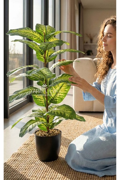 Yapay Çiçek Deposu Yapay Bitki 23 Yapraklı Green Aura 70 cm Yeşil