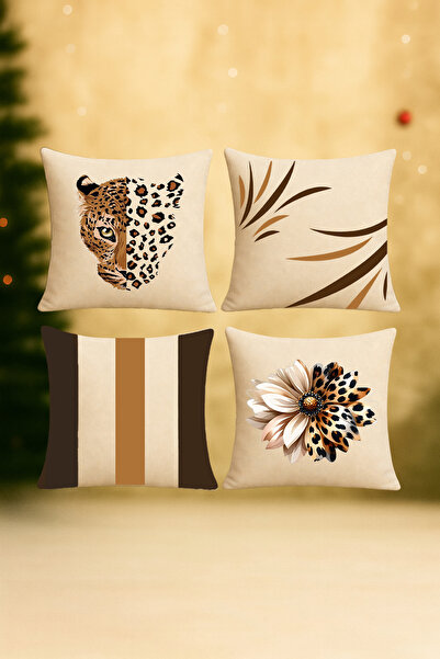 De'Vor Modern Coffee Tones Decorative Throw Pillow Cover 4-Piece Combination Set
