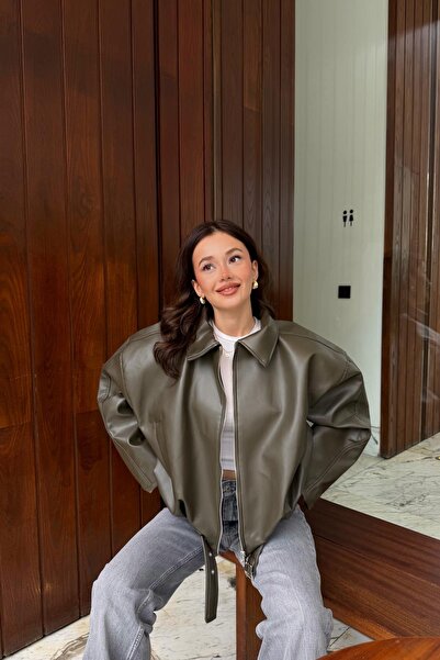 mylove Brshk Leather Jacket Khaki