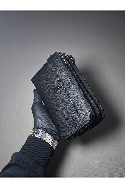 NZCLUB Чоловіча сумка-портфоліо з натуральної шкіри чорного кольору