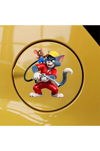 ÖZGÜL REKLAM Tom ve Jerry Araba Yakıt Deposu Kapak Etiketi
