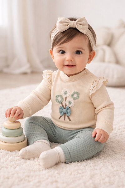 bebekyol Flowers Süzene Embroidered Baby Girl Set