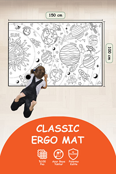 Viscofoam Uzay Temalı Boyama Oyun Matı 150x100 cm – Su İtici, Makinede Yıkanabilir, Tekrar Boyanabilir Halı