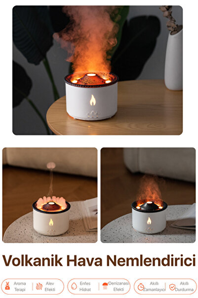 Volcanic Air Humidifier 360 mL Reservoir, Smart Stop, Time Adjustment, Aromatherapy, Steam Machine