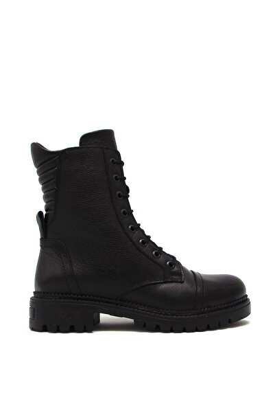 Castle Black Women's Lace-Up Boots Leather Boots Black Cb52682