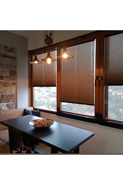 sk plised perde KATLANABİLİR CAM BALKON PERDESİ - KAHVERENGİ -