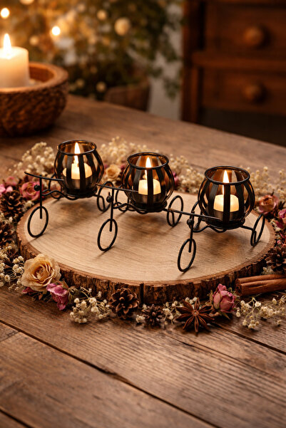 seymenbıçakçılık 3’lü Metal Tealight Mumluk Standı | Dekoratif Masa Üstü Muml...