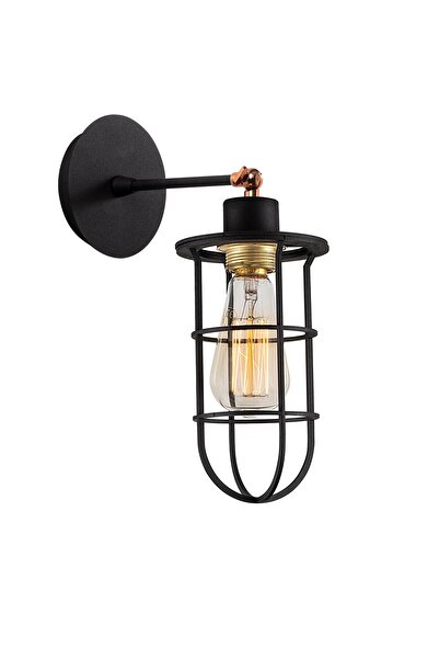 AmberLED Wire Single Sconce Modern Reading Lighting with Tufted Black Metal Body