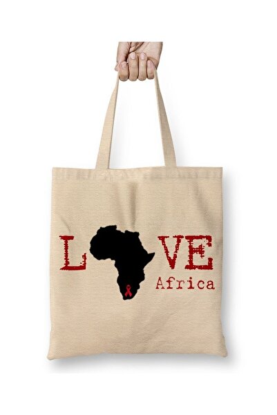 Toyaso Αγαπώ την Αφρική Λευκή Τσάντα Υφασμάτινη Με Μακρύ Χερούλι Τσάντα Αγορώ...