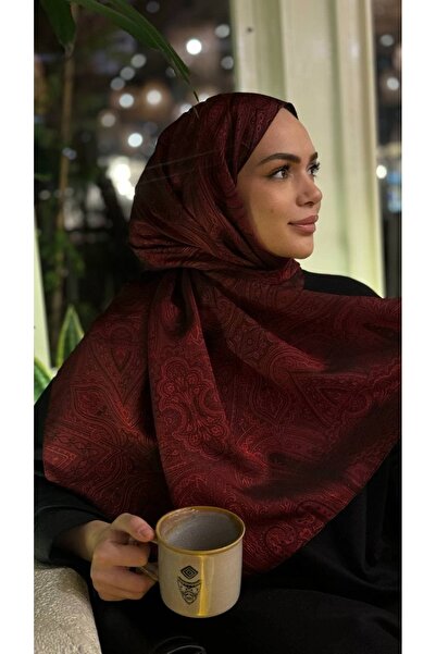 AGENASCARF Bordo Etnik Çift Taraflı Vual Jakar Şal