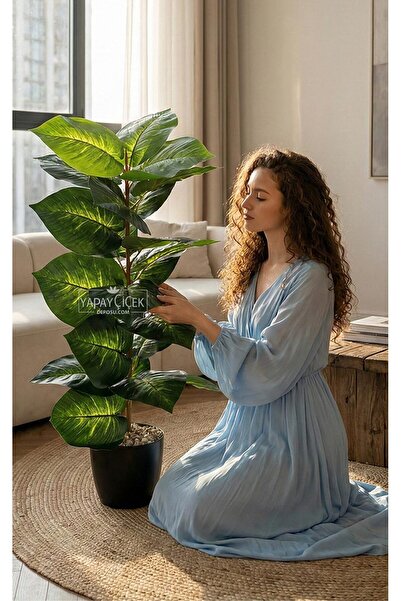 Yapay Çiçek Deposu Yapay Bitki 23 Yapraklı Golden Vein 70 cm Yeşil