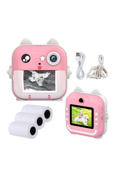 Cevval Q5 Pembe Çocuk Dijital Fotoğraf Makinesi | 24 MP, HD Video, Hafıza Kar...