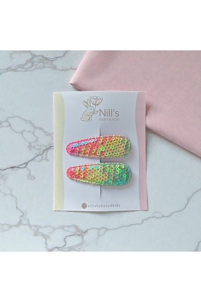 Nills Baby & Kids Kız Çocuk Payetli Pens Toka 2’li Set – Parlak Tasarım