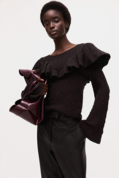 H&M Fırfırlı Tekstüre Triko Üst