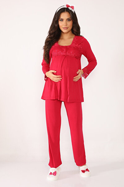 lohusahamile Σετ πιτζάμες εγκυμοσύνης και μητρότητας με δαντέλα με επικάλυψη ...