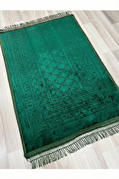 Tusebu Luxury Velvet Textured Mihrap Patterned Dowry Prayer Rug - Soft Prayer...