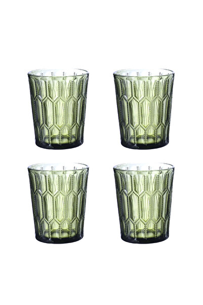 Lucky Art Alora 4-Piece Glass Water Cup Set Green
