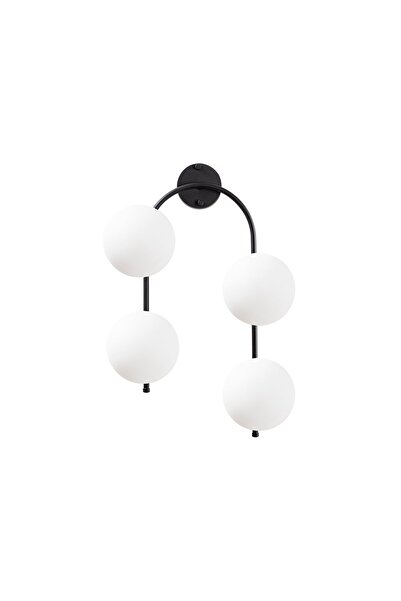 AmberLED Modern Glass 4-Piece Sconce with Fuzz Black Living Room Lighting E14...