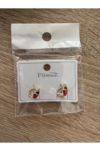 staristakı VİP ÇOCUK KÜPESİ ÇİLEK DETAYLI KLİPSLİ