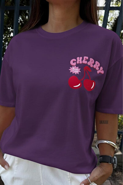 New Shine تي شيرت مطبوع عليه الكرز للجنسين