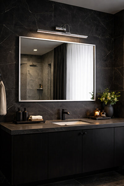 Viesteknoloji MODERN KROM KASA BEYAZ IŞIK PİLLİ DEKORATİF LED AYDINLAMTA EV OFİS BANYO AYNA TABLO ÜSTÜ AYDINLATMA