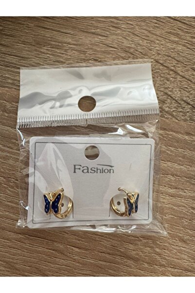 staristakı VİP ÇOCUK KÜPESİ MAVİ KELEBEK KLİPSLİ