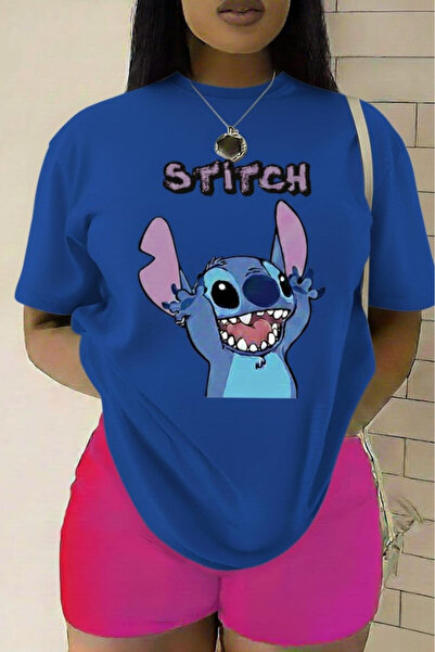 New Shine تي شيرت مطبوع عليه ستيتش للجنسين