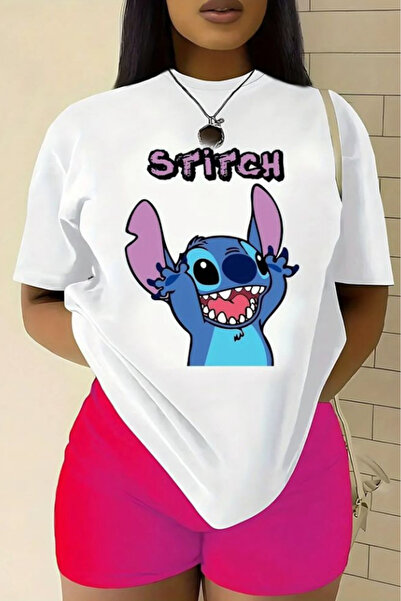 New Shine تي شيرت مطبوع عليه ستيتش للجنسين